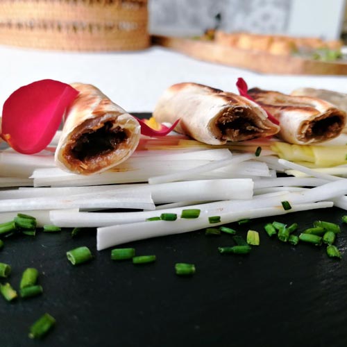 Crêpes de pato laqueado